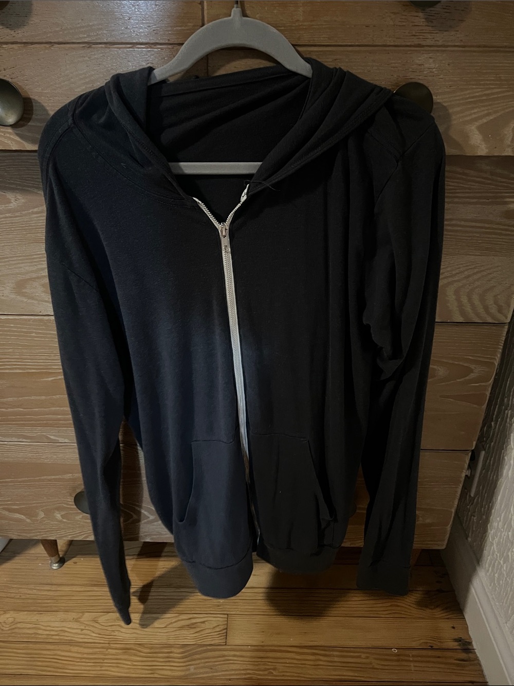Classic Black Zip Hoodie with Silver Zipper